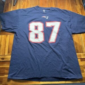 New England Patriots Shirt Mens 2XL Blue NFL Football Rob Gronkowski 87 Majestic